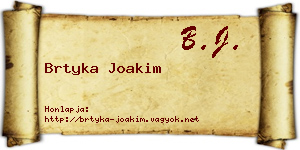 Brtyka Joakim névjegykártya